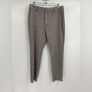 massimo dutti slim chino modal cotton grey check trousers pants size 6 (30)